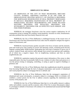 Ordinance No. 2009-66 an Ordinance of the City Of