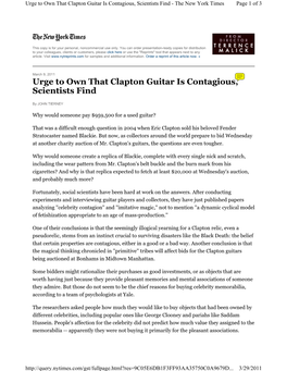 Urge to Own That Clapton Guitar Is Contagious, Scientists Find - the New York Times Page 1 of 3
