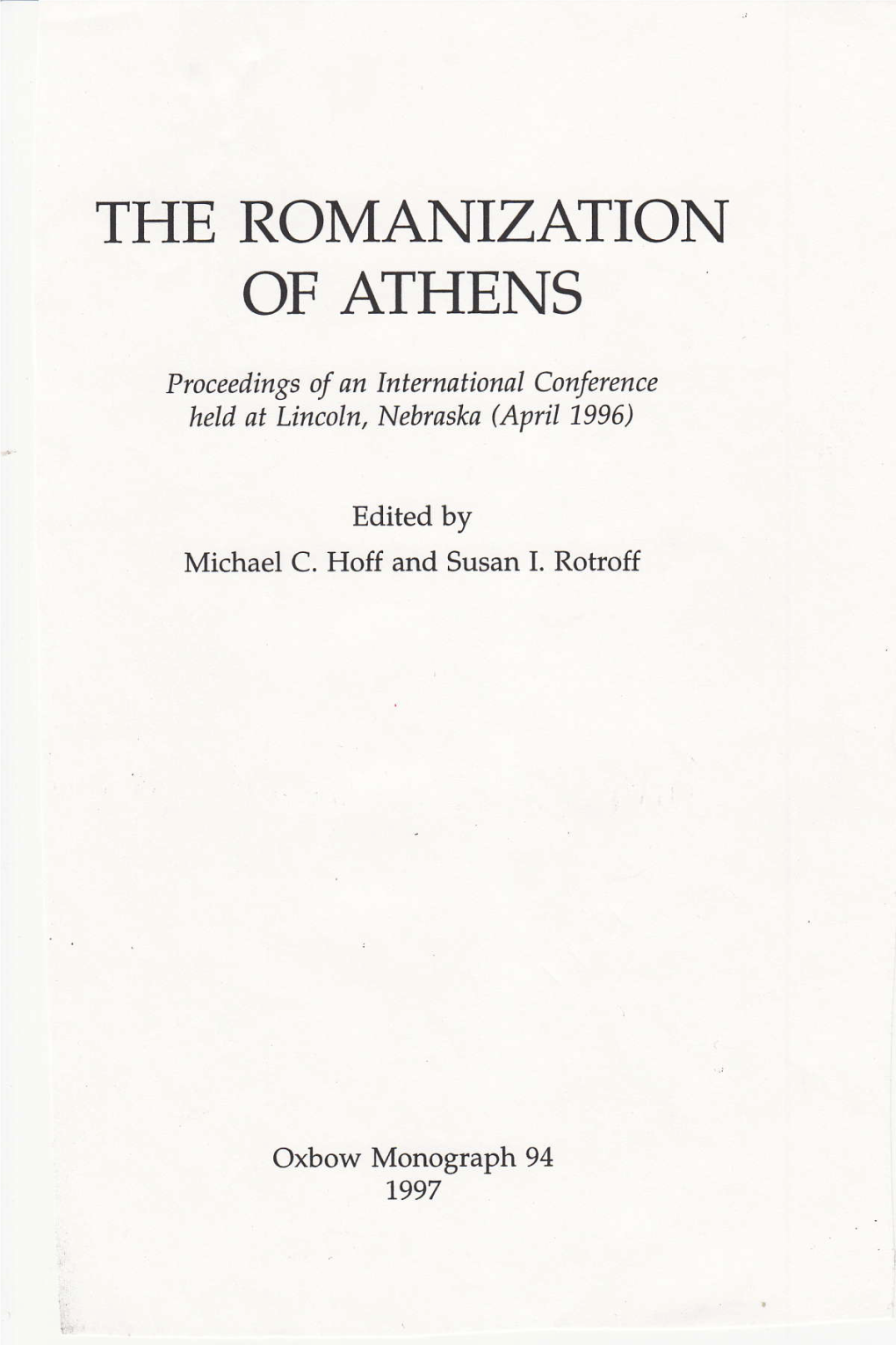 ΤΗΕ ROMANIZATION of ATHENS