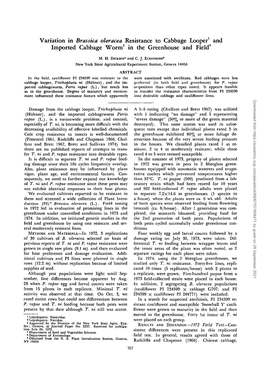 Variation in &lt;I&gt;Brassica Oleracea&lt;/I&gt; Resistance to Cabbage Looper And