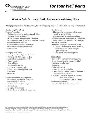 What to Pack for Labor, Birth, Postpartum and Going Home