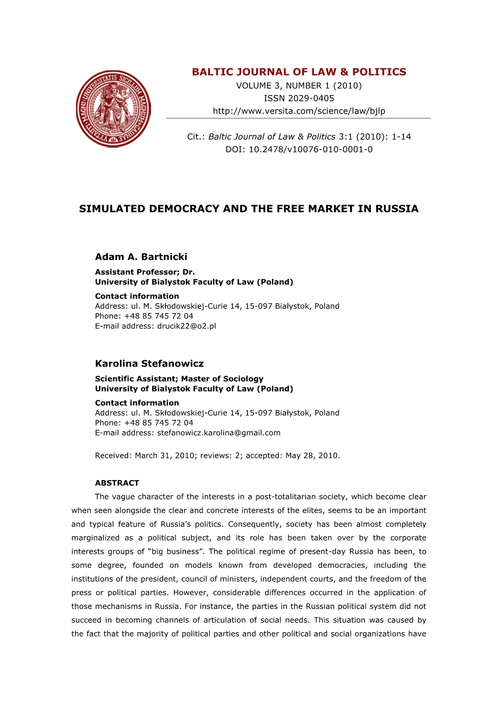 Simulated Democracy and Free Market in Russia