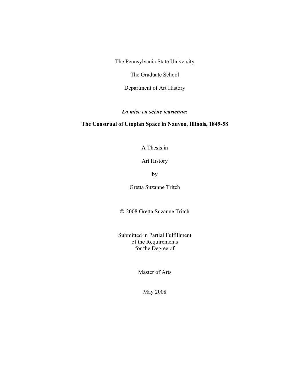 The Construal of Utopian Space in Nauvoo, Illinois, 1849-58