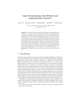 Logic Programming with Defaults and Argumentation Theories*
