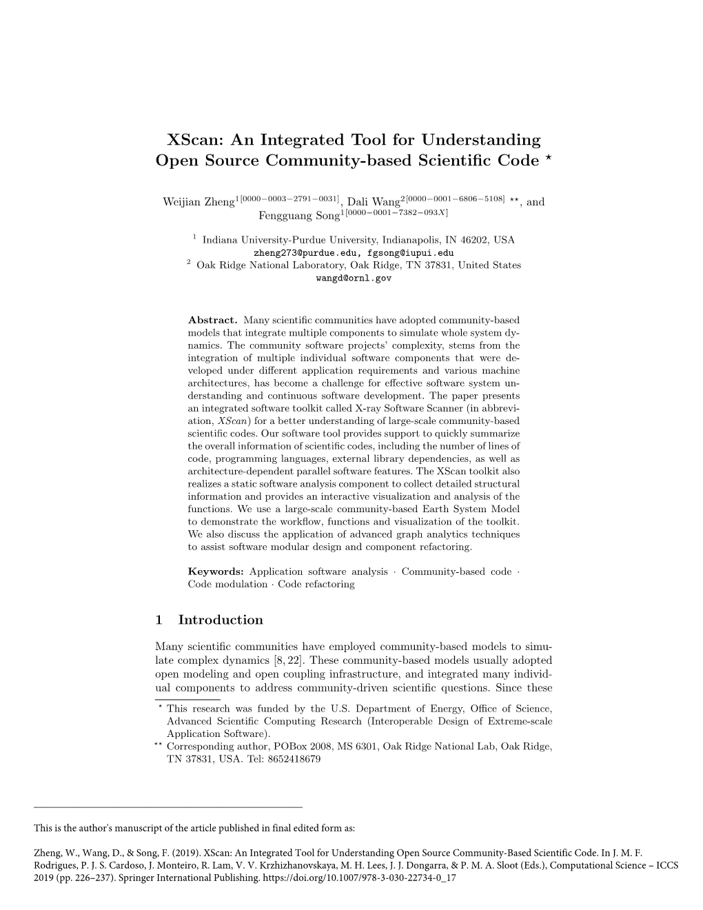 Xscan: an Integrated Tool for Understanding Open Source Community-Based Scientiﬁc Code ?