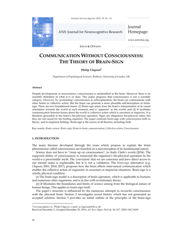 Communication Without Consciousness: the Theory of Brain-Sign