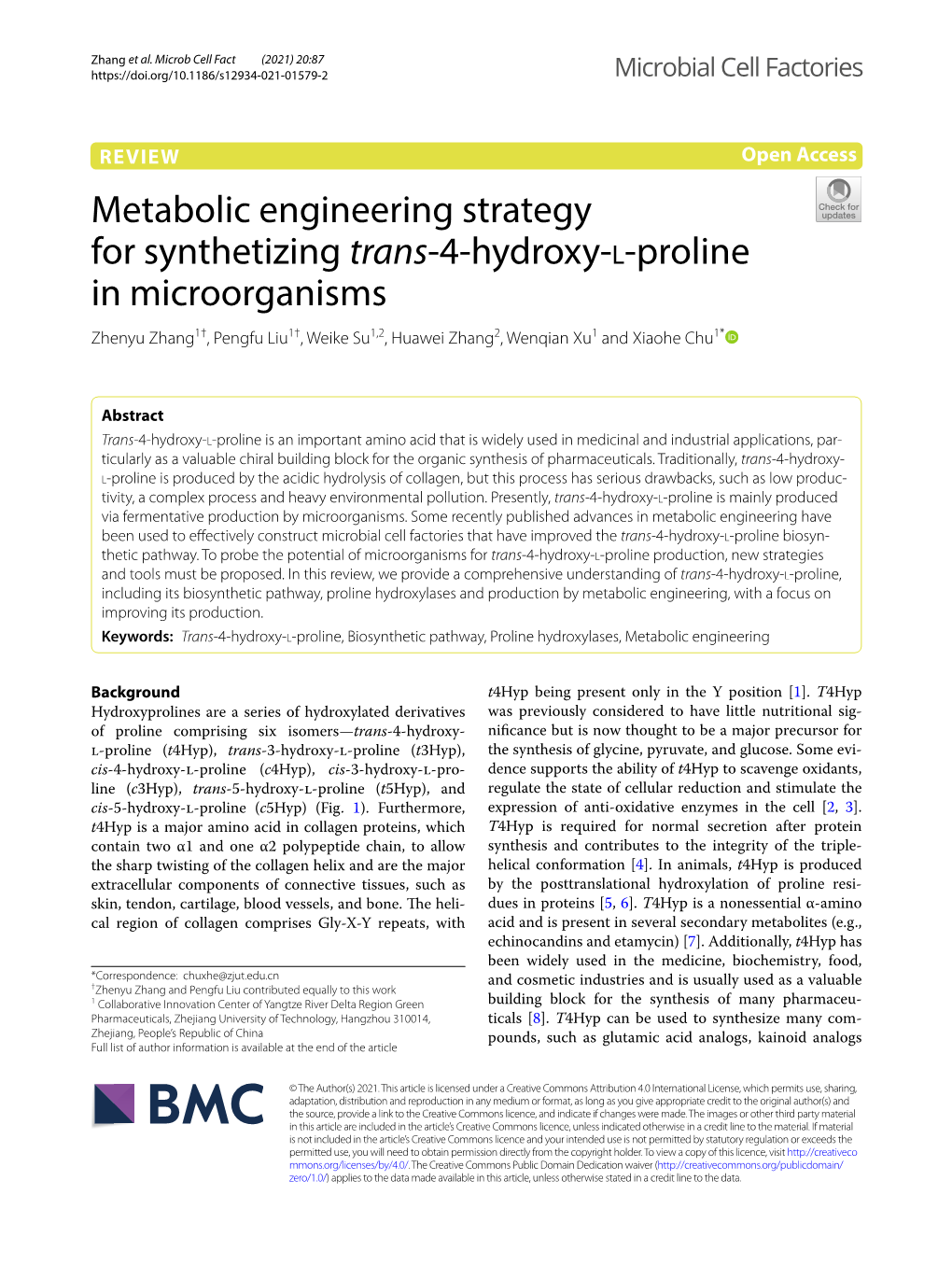 Metabolic Engineering Strategy for Synthetizing Trans-4-Hydroxy-L