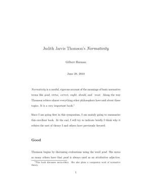 Judith Jarvis Thomson's Normativity