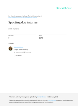 Sporting Dog Injuries