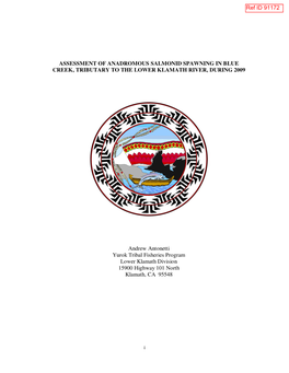 Assessment of Anadromous Salmonid Spawning in Blue Creek, Tributary to the Lower Klamath River, During 2009