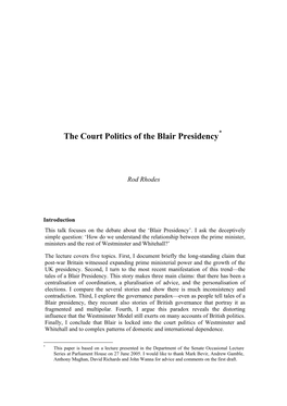 The Court Politics of the Blair Presidency*