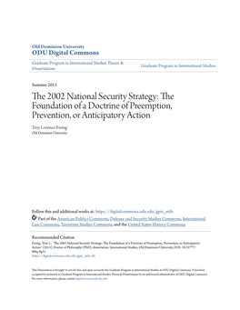 The 2002 National Security Strategy: the Foundation Of