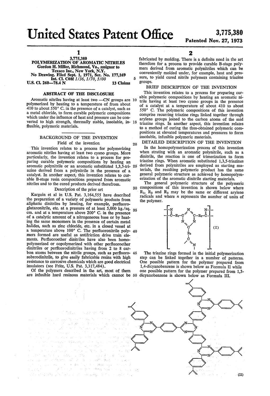 United States Patent Office 3,775,380