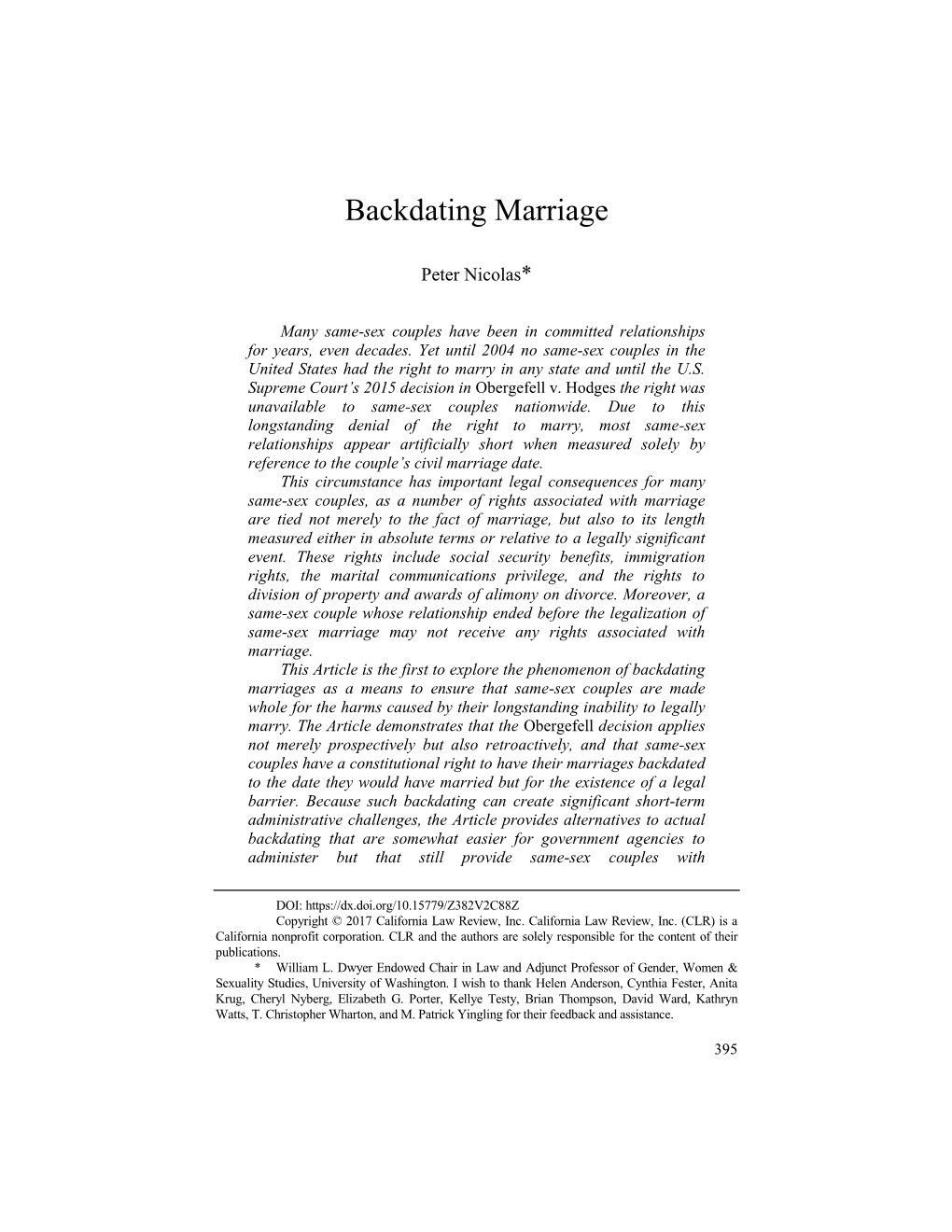 Backdating Marriage