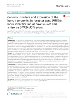 Locus: Identification of Novel HTR2A and Antisense (HTR2A-AS1) Exons Cara L