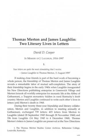 Thomas Merton and James Laughlin: Two Literary Lives in Letters