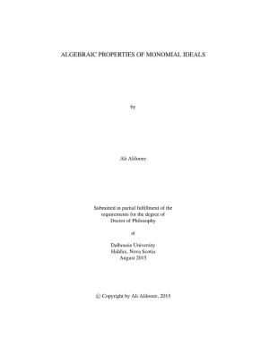 Algebraic Properties of Monomial Ideals