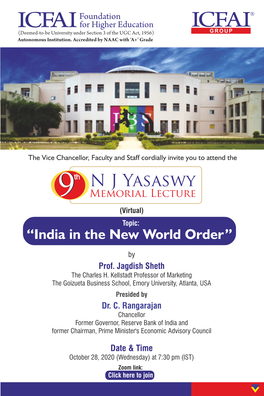 9Th N J Yasaswy Memorial Lecture Invitation (Virtual)