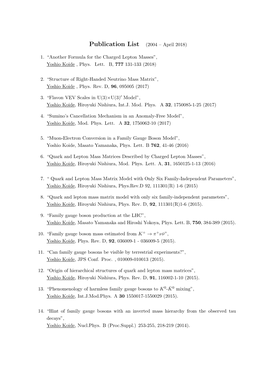 Publication List (2004 – April 2018)