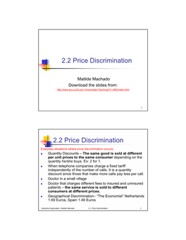 2.2 Price Discrimination 2.2 Price Discrimination