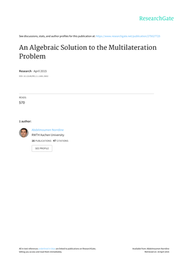 An Algebraic Solution to the Multilateration Problem
