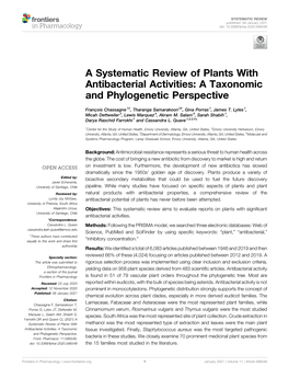 A Systematic Review of Plants with Antibacterial Activities: a Taxonomic and Phylogenetic Perspective
