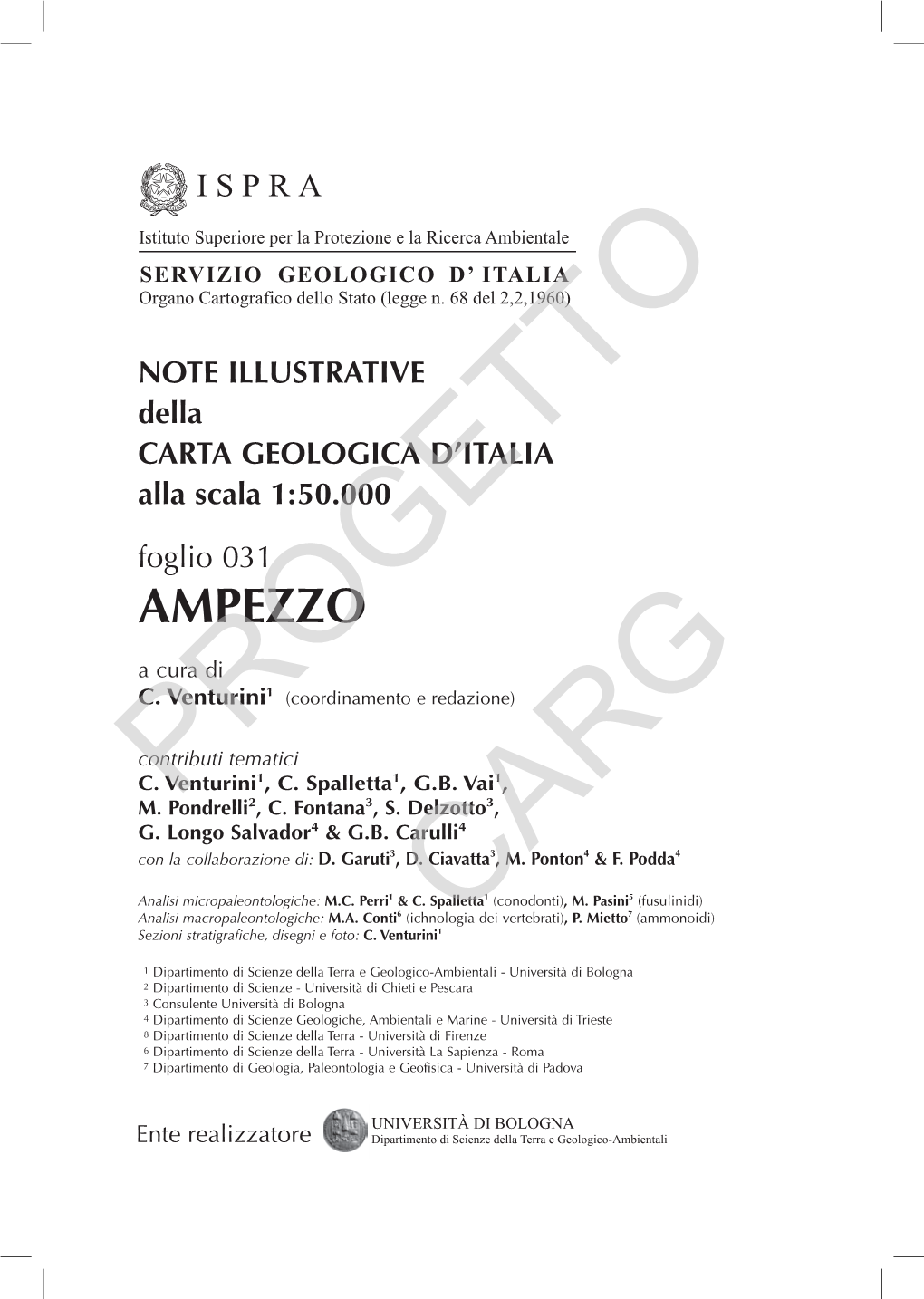 Progetto CARG Per Il Servizio Geologico D’Italia - ISPRA: F