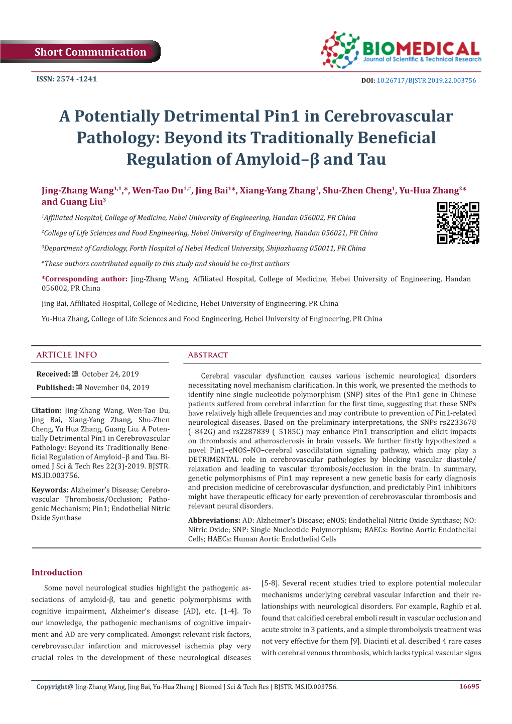 A Potentially Detrimental Pin1 in Cerebrovascular Pathology: Beyond Its Traditionally Beneficial Regulation of Amyloid–Β and Tau