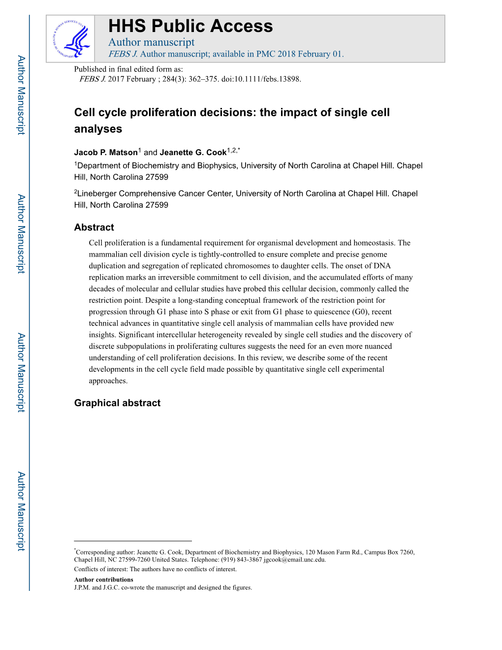 Cell Cycle Proliferation Decisions: the Impact of Single Cell Analyses