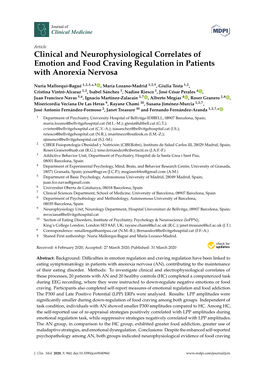 Clinical and Neurophysiological Correlates of Emotion and Food Craving Regulation in Patients with Anorexia Nervosa