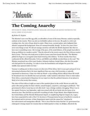 The Coming Anarchy - Robert D