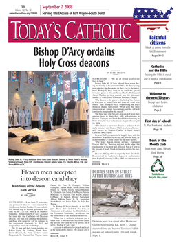 Bishop D'arcy Ordains Holy Cross Deacons