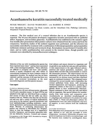 Acanthamoeba Keratitis Successfully Treated Medically