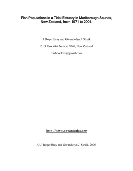 Fish Populations in a Tidal Estuary in Marlborough Sounds, New Zealand, from 1971 to 2004