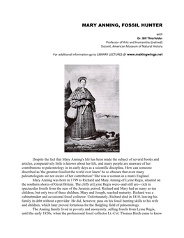 Mary Anning, Fossil Hunter