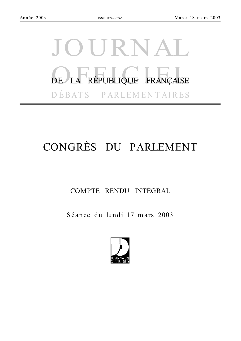 Journal Officiel, Le Décret De Convocation Du Congrès « Art