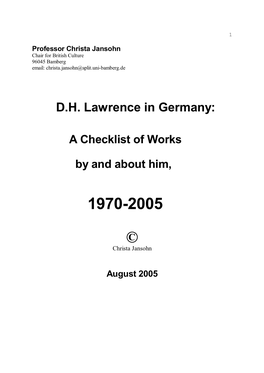 DH Lawrence in Germany