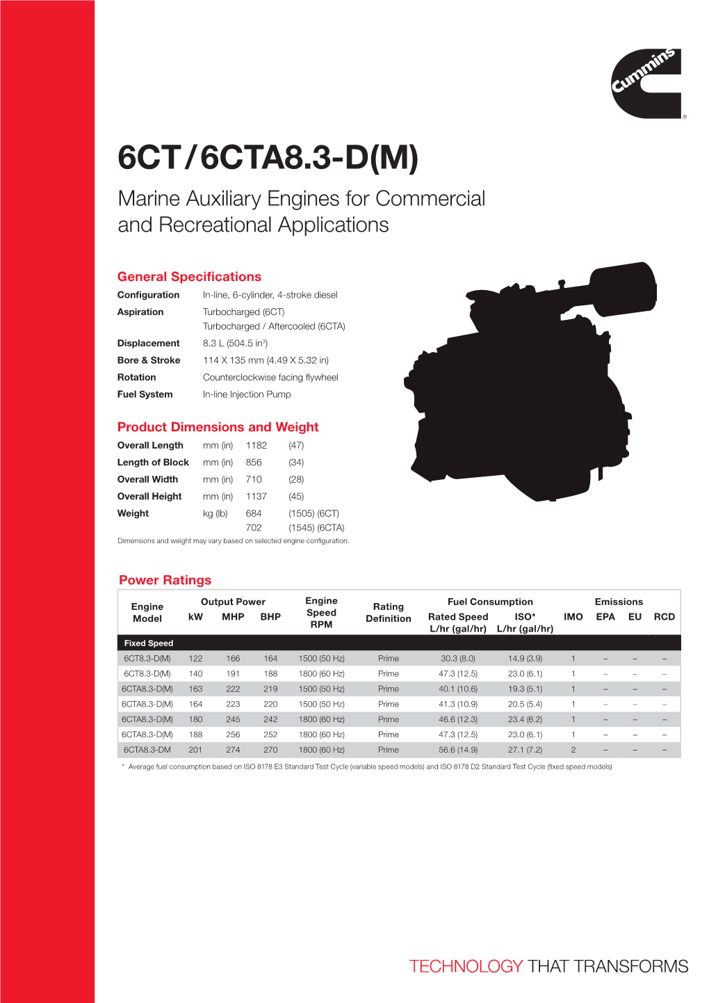 6CT/6CTA8.3-D(M) Marine Auxiliary Engines for Commercial and Recreational Applications