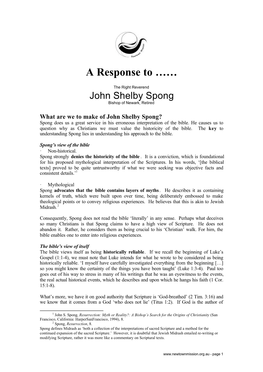 A Response to ……John Shelby Spong