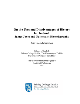 On the Uses and Disadvantages of History for Ireland-James Joyce And