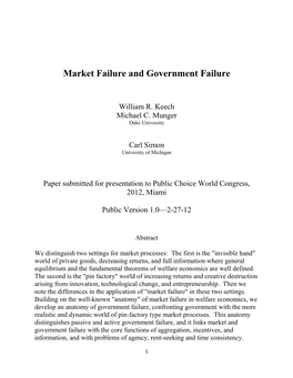 Market Failure and Government Failure