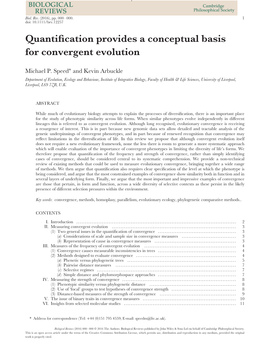 Quantification Provides a Conceptual Basis for Convergent Evolution