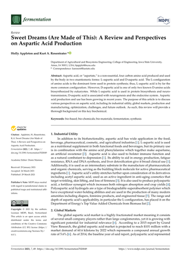A Review and Perspectives on Aspartic Acid Production
