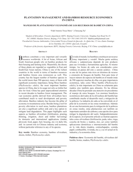 Plantation Management and Bamboo Resource Economics in China