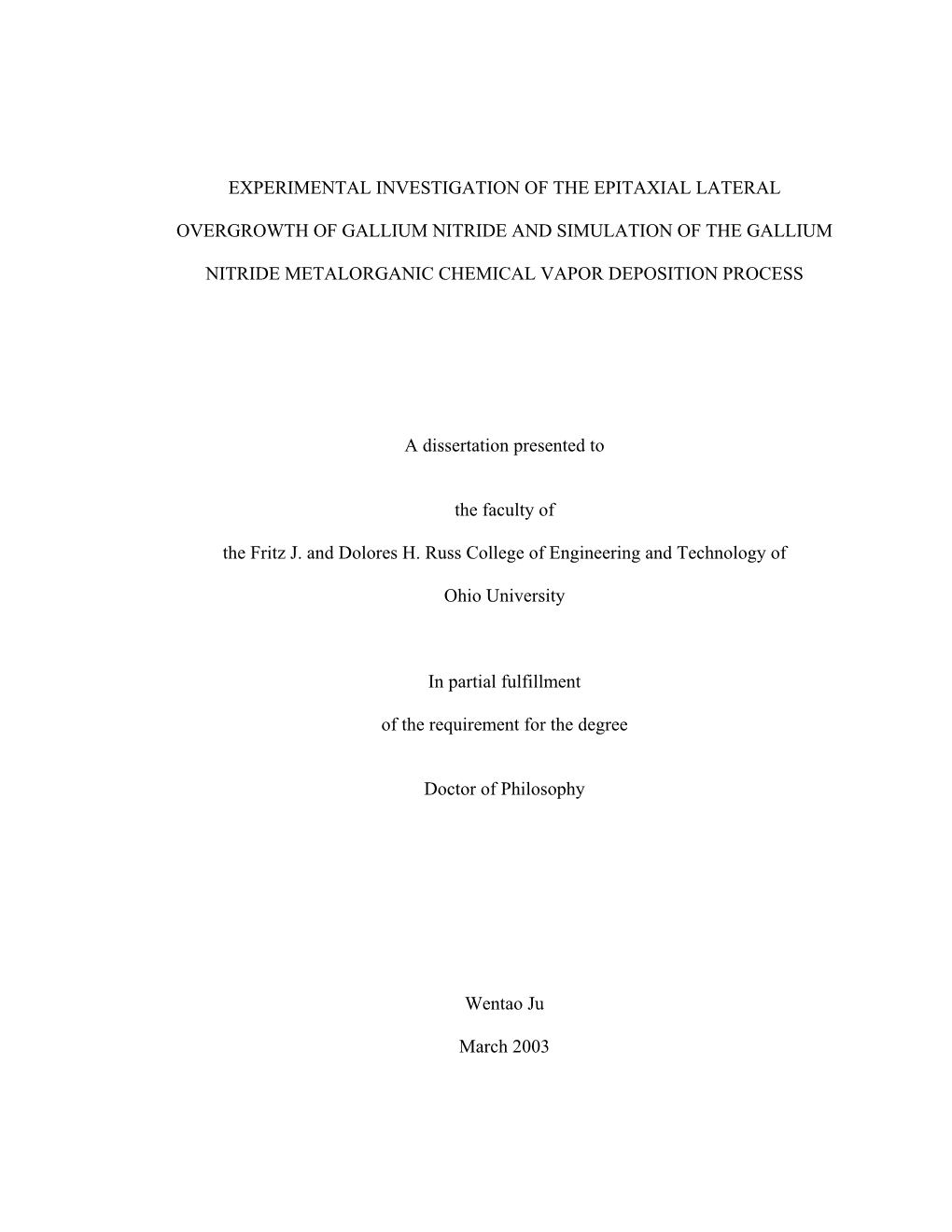 Experimental Investigation of the Epitaxial Lateral