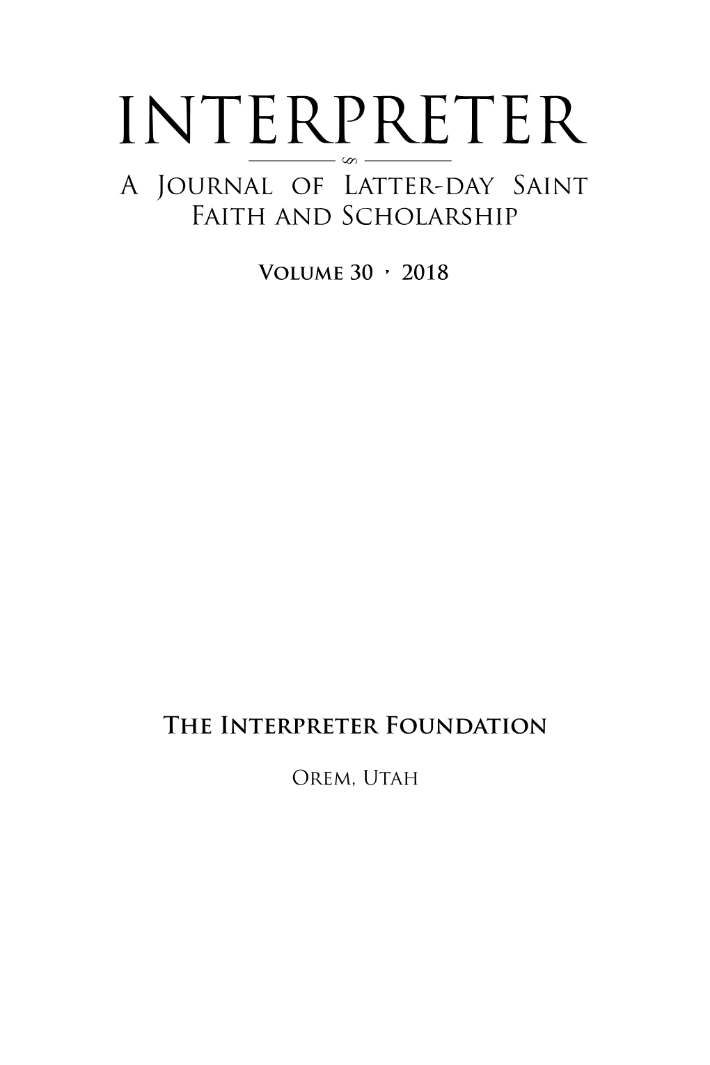 INTERPRETER§ a Journal of Latter-Day Saint Faith and Scholarship