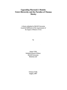 Upgrading Marenzio's Models: Genre Hierarchy and the Parodies of Thomas Morley