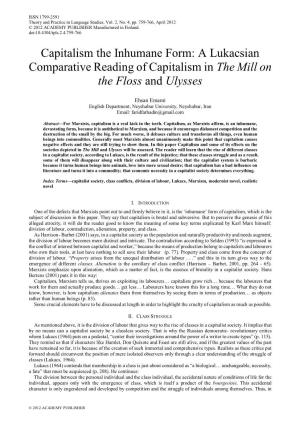 A Lukacsian Comparative Reading of Capitalism in the Mill on the Floss and Ulysses