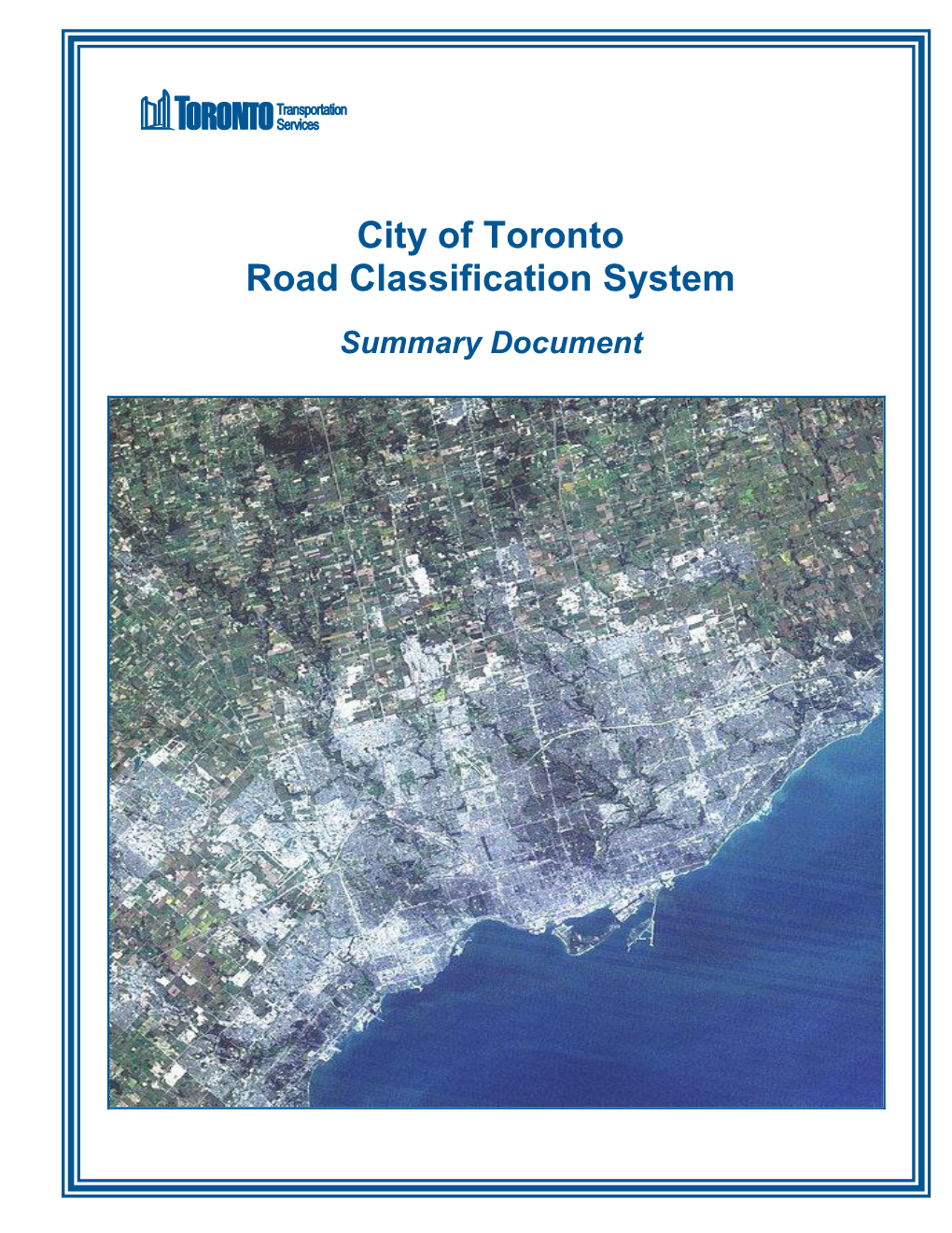 City of Toronto Road Classification System