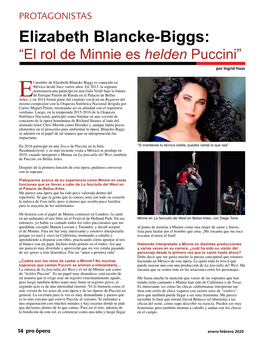 El Rol De Minnie Es Helden Puccini” Por Ingrid Haas